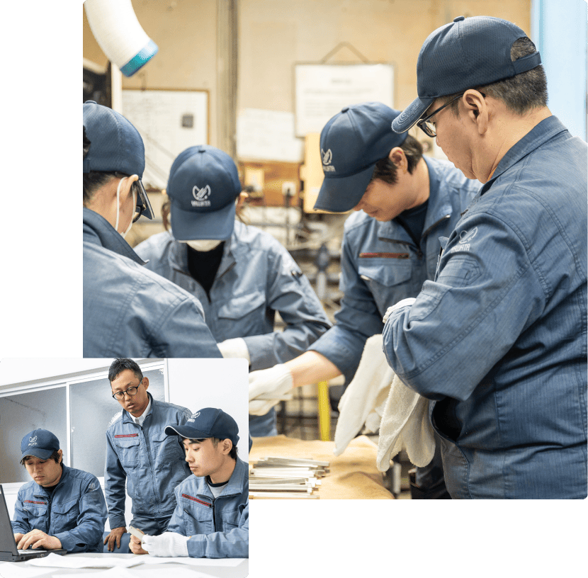 スタッフが協力しながら作業を進める様子。