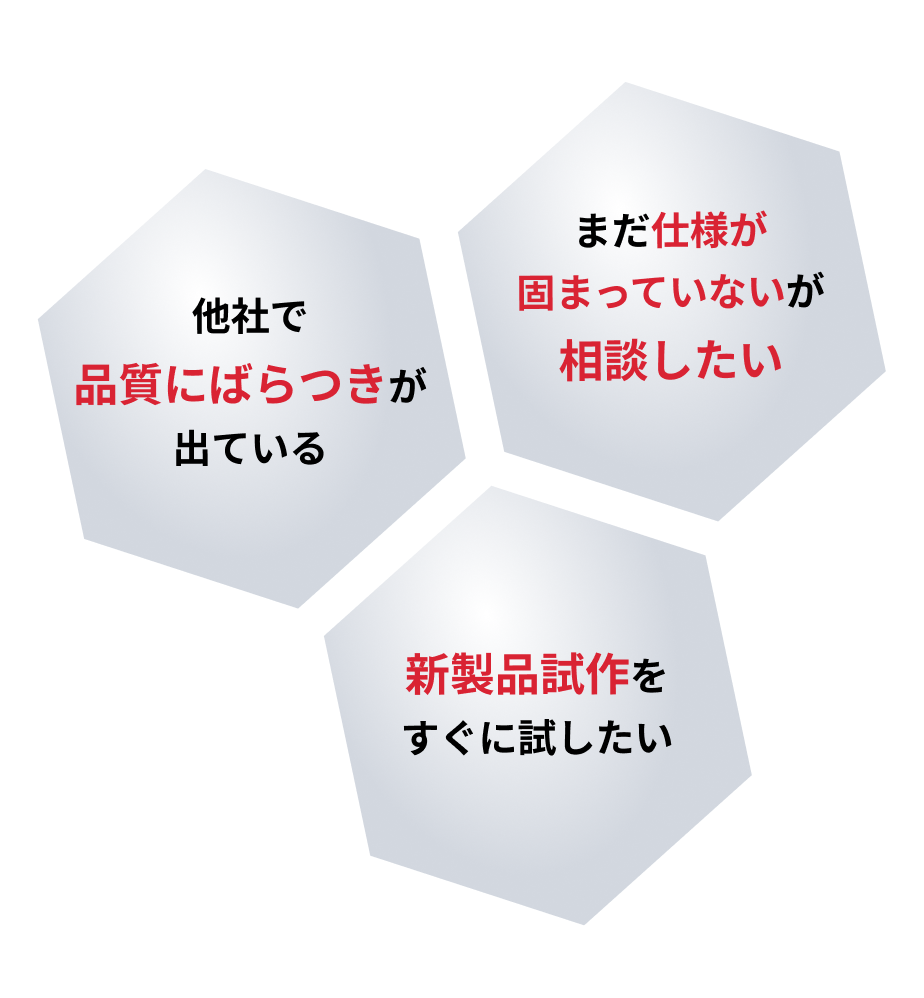 他社で品質にばらつきが出ている まだ仕様が固まっていないが相談したい 新製品試作をすぐに試したい